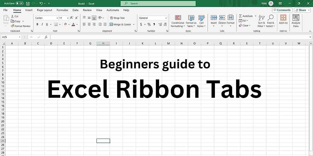 Beginners guide to Excel Ribbon Tabs - ExcelHippo, Free Excel Course For Beginners