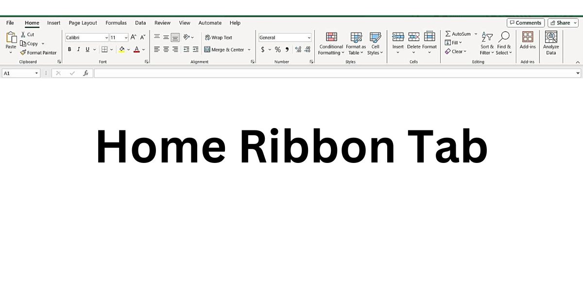Home Ribbon Tab - Excel Hippo, Free Excel Course for Beginners