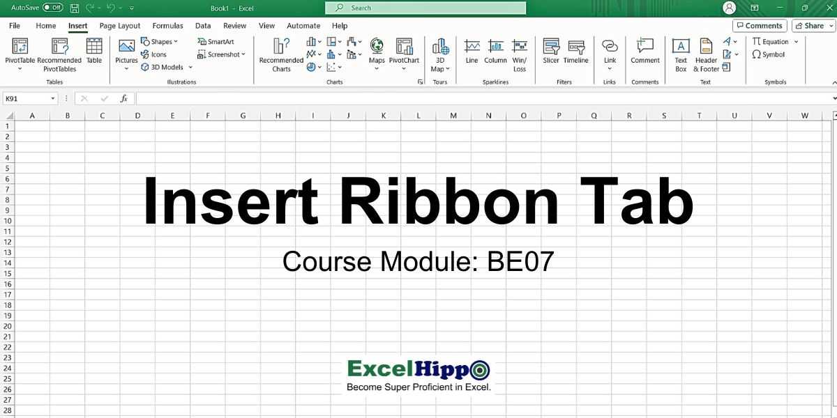 Insert Ribbon Tab of MS Excel - Excel Hippo