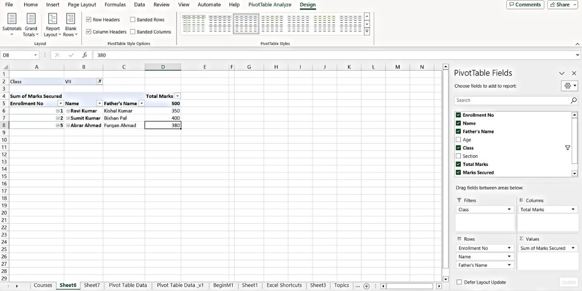 Pivot Table - Report Design - Excel Hippo