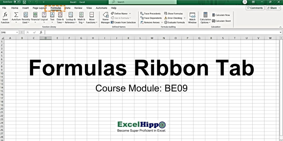 Formulas Ribbon Tab of MS Excel - Excel Hippo