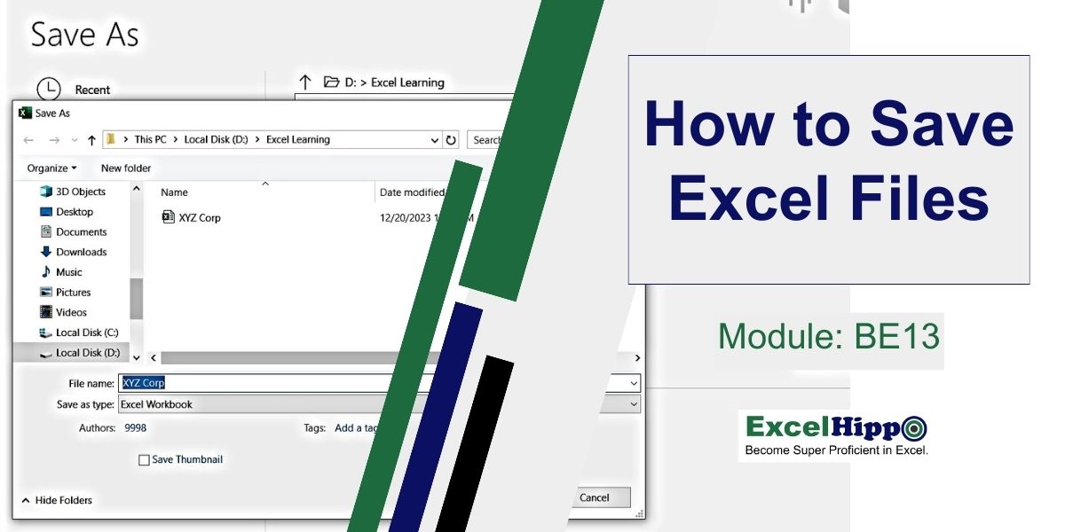 How to save Excel files on your drive - Free Excel Course for beginners - Excel Hippo