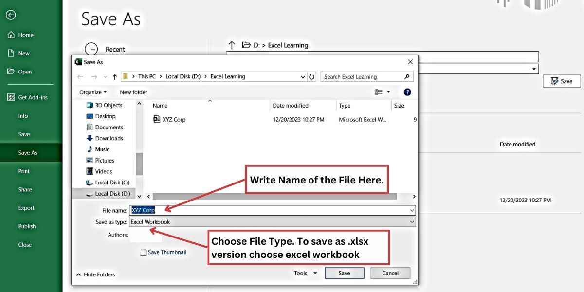 How to save files in Excel on your drive - Save as features - Excel Hippo
