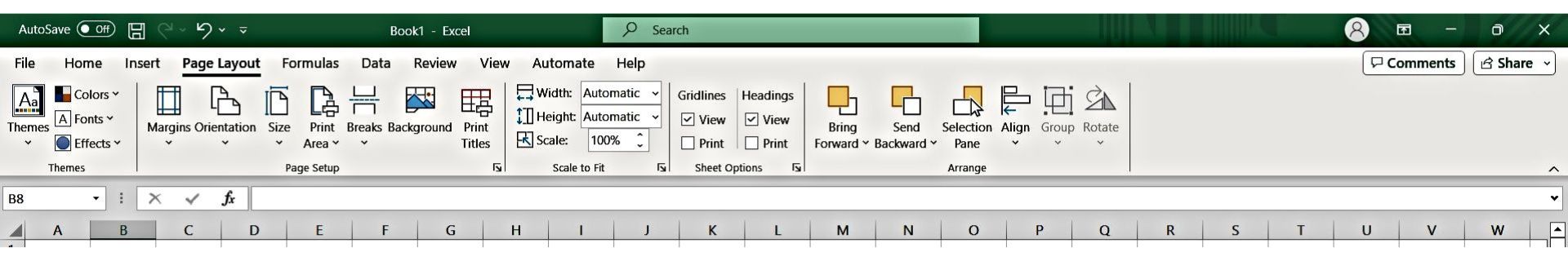 Page Layout Ribbon Tabs - Excel Hippo