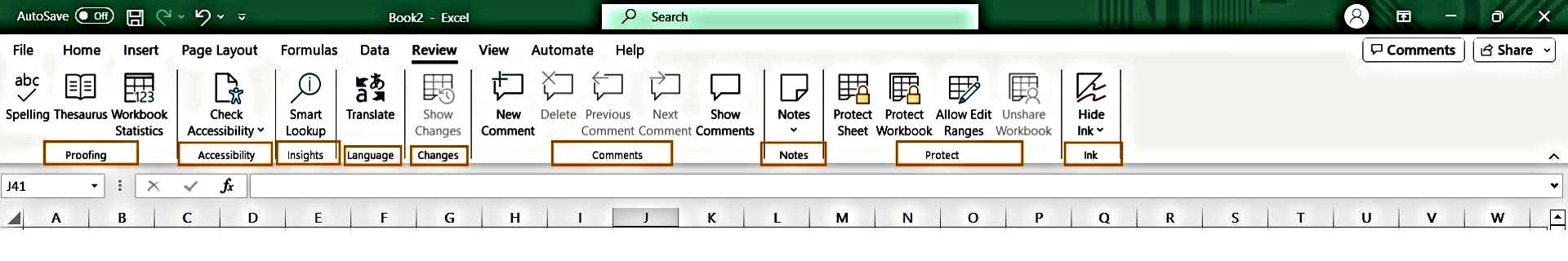 Review Ribbon Header Tab - Excel Hippo