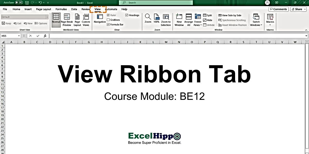 View Ribbon Tab of Excel