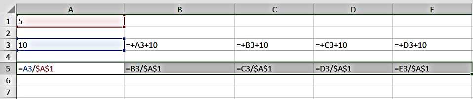 How to Divide the numbers of one row with another row - image shows the division by fixed value in Cell A1 - Excel For Beginners - How to Divide in Excel