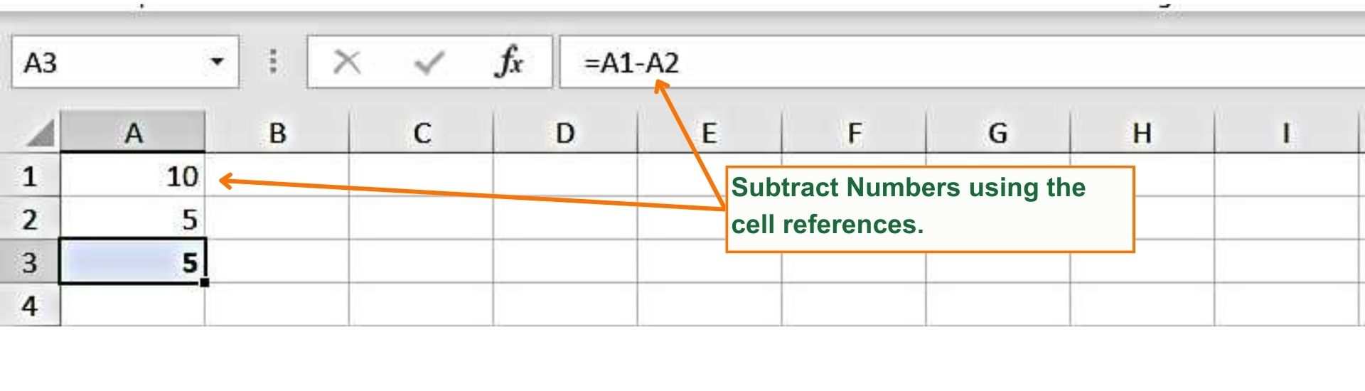 How to Subtract Numbers using the cell references - Excel Hippo