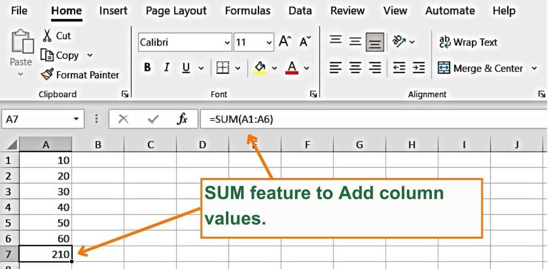 Use the SUM function to sum values in columns - Excel Hippo
