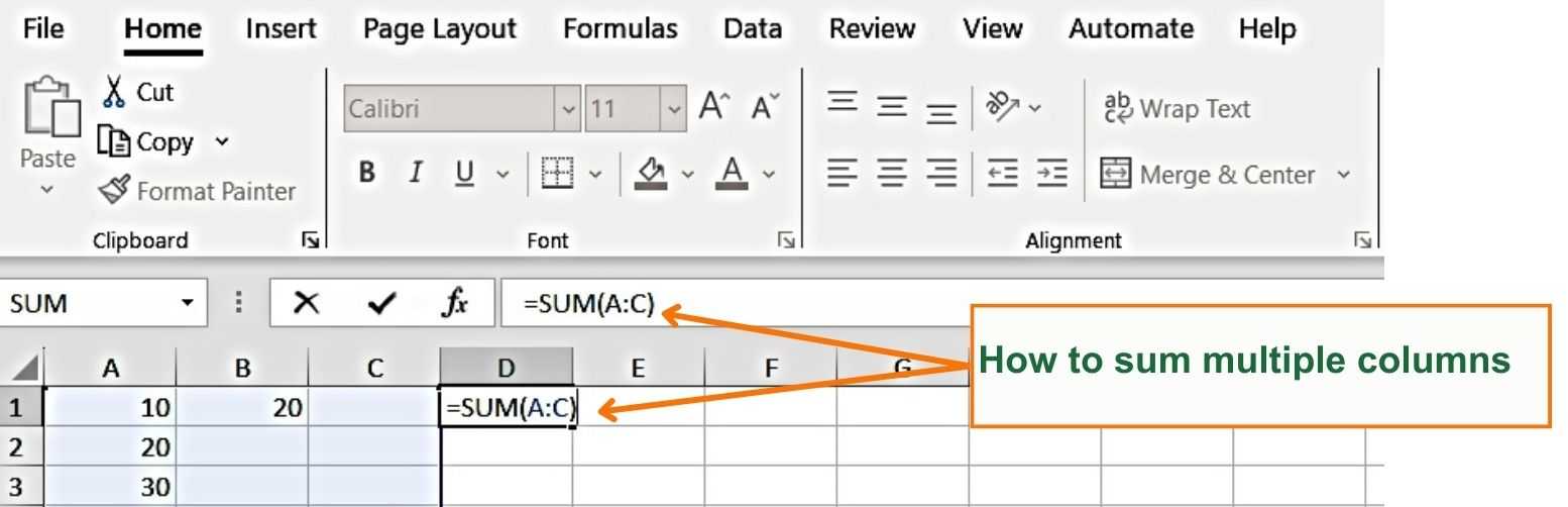 How to sum multiple columns in Excel - Excel Hippo