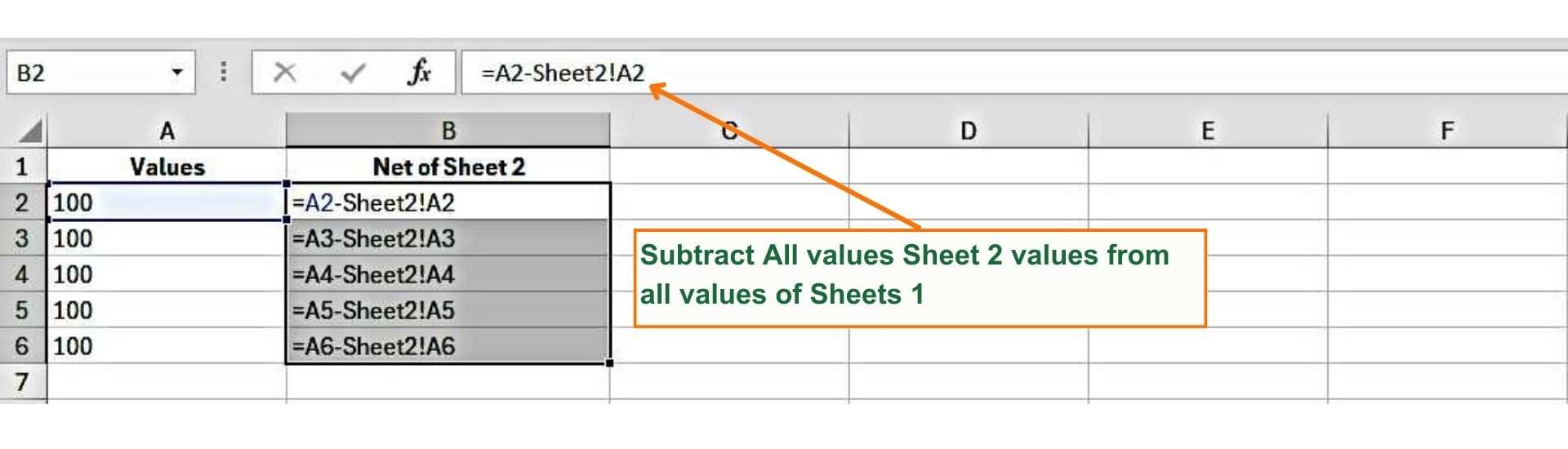 How to subtract Numbers from different Excel spreadsheets within a workbook - Subtract all values from Sheet 2 from Sheet 1 - Excel Hippo