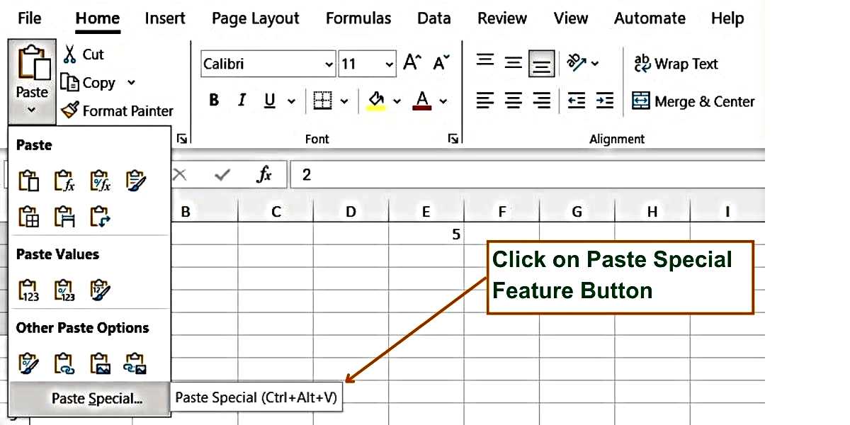 How to Multiply numbers using paste special function - Click on Paste Special Feature - I. 2 - Excel Hippo Module - How to multiply in Excel