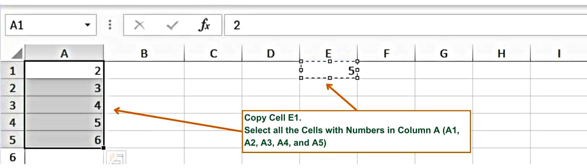How to Multiply numbers using paste special function - Copy Cell C1 and Select all Cells of A - Excel Hippo Module - How to multiply in Excel