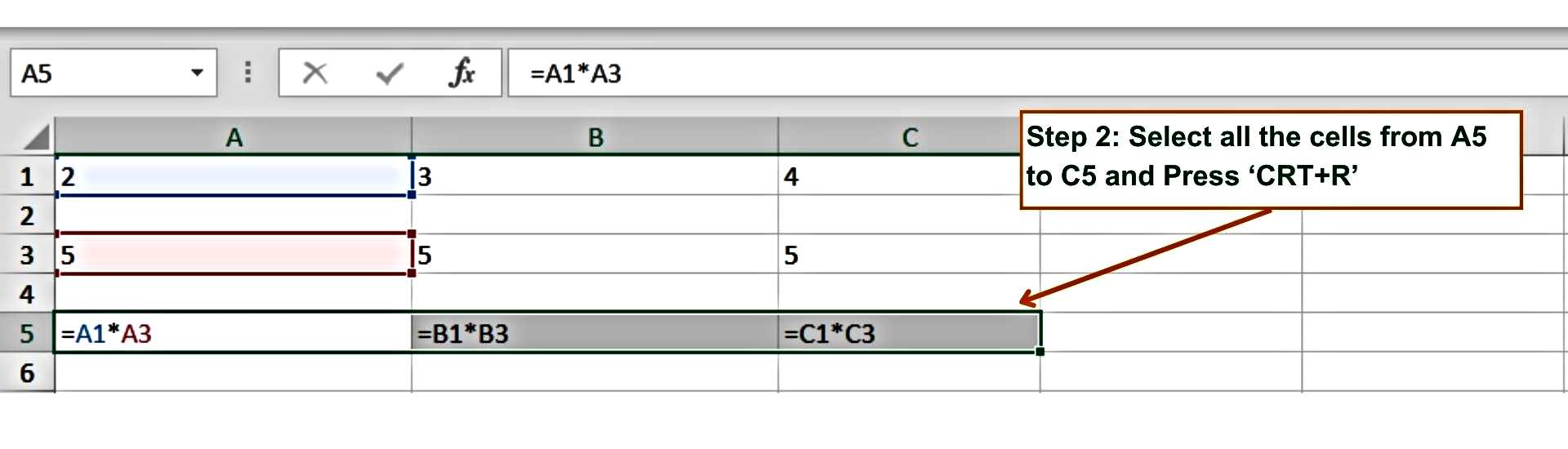 How to Multiply the numbers of one row with another row - Step 2 - Excel Hippo