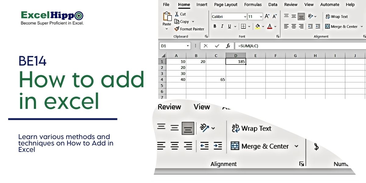 How to add in excel - Online Free Excel training Course by Excel HIppo