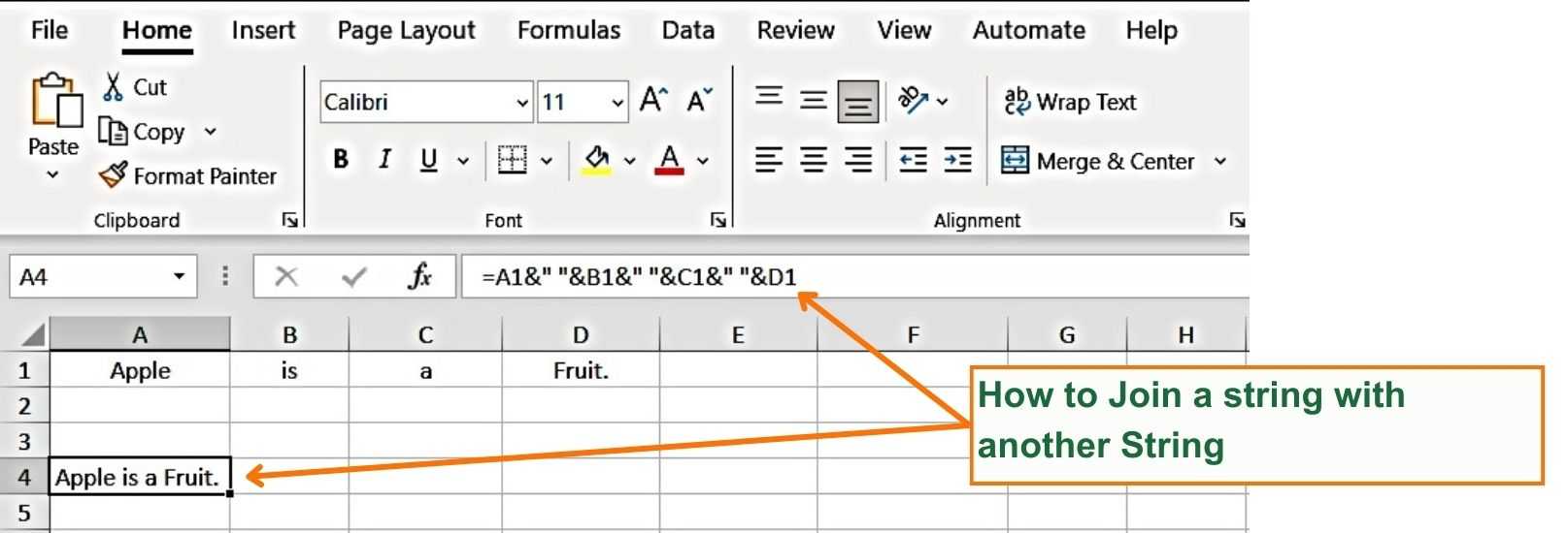 How to Join a string with another String - Excel Hippo