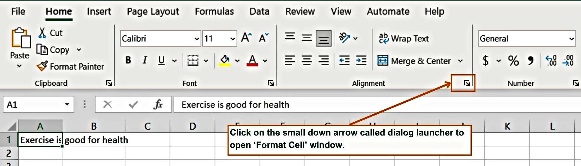 Alignment Dialog Launcher for Wrap Text - Excel Hippo Module - How to Wrap Text in Excel